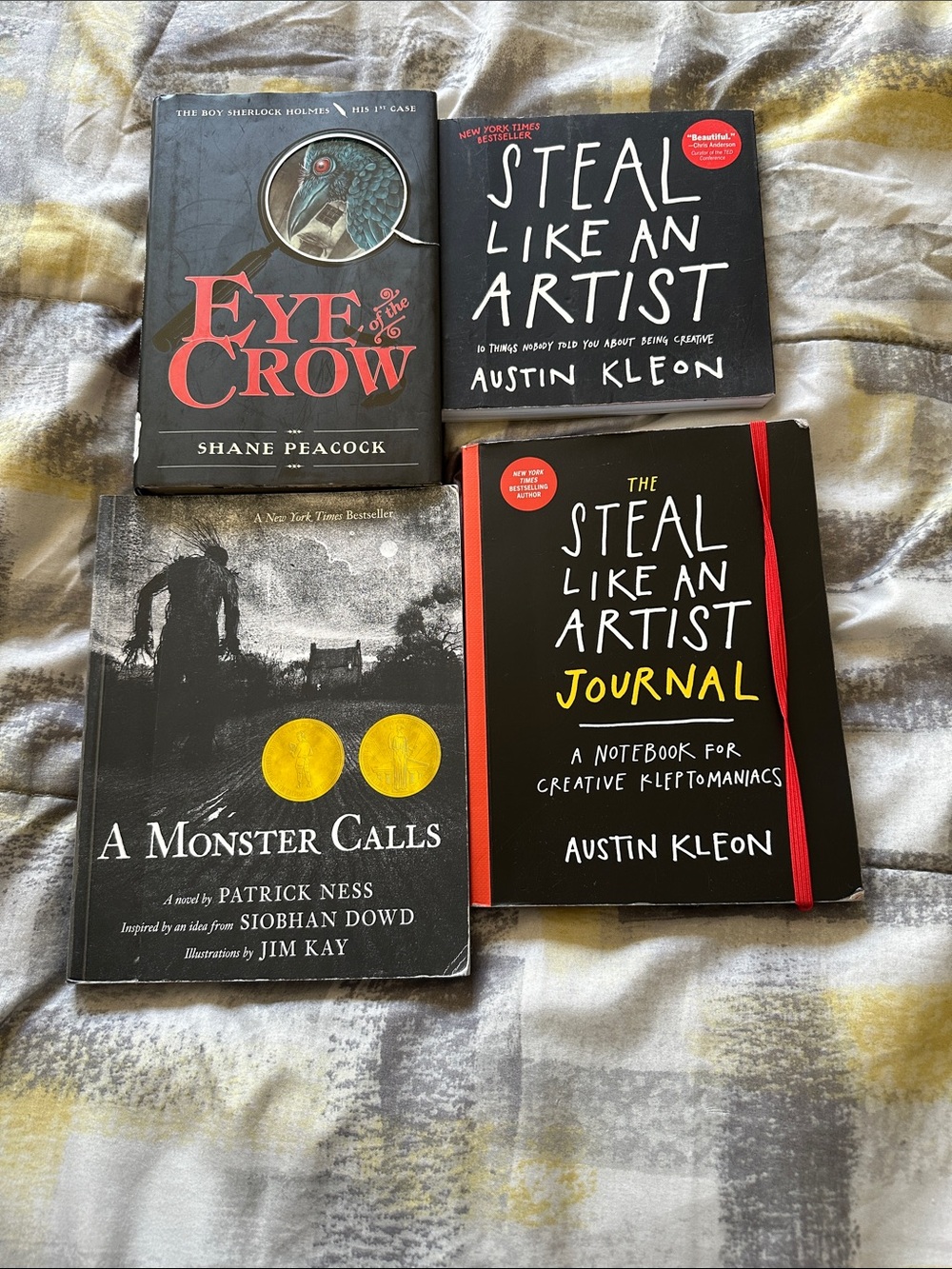 Set of 4 Modern Hardcover/Paperback Books — Black & Yellow Covers